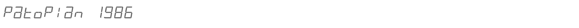 Sample characters Patopian 1986 Font